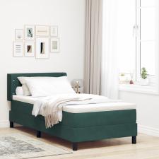 vidaXL Felső rugós ágy matraccal Sötétzöld 100x200 cm Bársony ágy és ágykellék