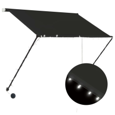 vidaXL feltekerhető antracitszürke napellenző LED-del 150 x 150 cm kerti bútor