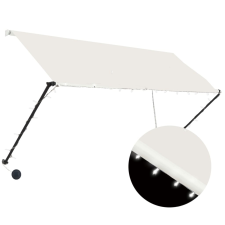 vidaXL feltekerhető krémszínű napellenző LED-del 250 x 150 cm kerti bútor