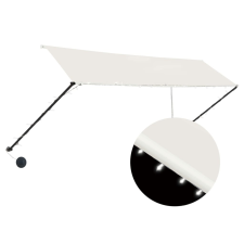 vidaXL feltekerhető krémszínű napellenző LED-del 350 x 150 cm kerti bútor