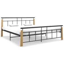 vidaXL fém és tömör tölgyfa ágykeret 180 x 200 cm ágy és ágykellék