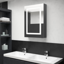vidaXL fényes szürke LED-es tükrös fürdőszobaszekrény 50 x 13 x 70 cm fürdőszoba bútor