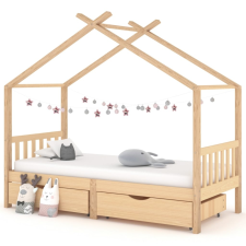 vidaXL fiókos tömör fenyőfa gyerekágykeret 90 x 200 cm gyermekágy