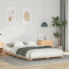 vidaXL Földi ágykeret Barna 120 x190 cm Tömör fenyőfa ágy és ágykellék