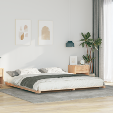 vidaXL Földi ágykeret Barna 200 x 200 cm Tömör fenyőfa ágy és ágykellék