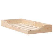 vidaXL Földi ágykeret Barna 80 x 210 cm Tömör fenyőfa (873400) ágy és ágykellék