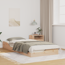 vidaXL Földi ágykeret Barna 90 x 210 cm Tömör fenyőfa ágy és ágykellék
