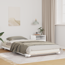 vidaXL Földi ágykeret Fehér 100 x 210 cm Tömör fenyőfa ágy és ágykellék