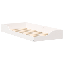 vidaXL Földi ágykeret Fehér 80 x 210 cm Tömör fenyőfa (873401) ágy és ágykellék