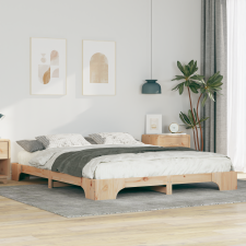 vidaXL Földi ágykeret tárolóval Barna 160 x 220 cm Tömör fenyőfa ágy és ágykellék