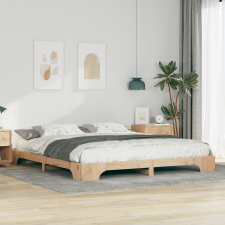vidaXL Földi ágykeret tárolóval Barna 200 x 210 cm Tömör fenyőfa ágy és ágykellék