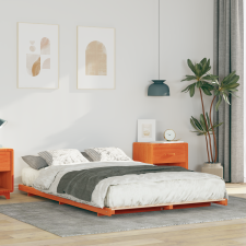 vidaXL Földi ágykeret Viaszbarna 135 x 190 cm Tömör fenyőfa ágy és ágykellék