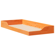 vidaXL Földi ágykeret Viaszbarna 80 x 210 cm Szilárd Fa (873402) ágy és ágykellék