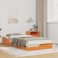 vidaXL Földi ágykeret Viaszbarna 90 x 210 cm Tömör fenyőfa ágy és ágykellék