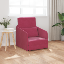 vidaXL Földi Kanapéágy 2 az 1-ben Burgundi Vörös 65x80x83 cm Bársony bútor