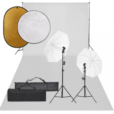 vidaXL fotóstúdió-felszerelés lámpákkal, háttérrel és reflektorral stúdió lámpa