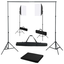 vidaXL fotóstúdió-felszerelés softbox lámpákkal és háttérrel stúdió lámpa