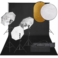 vidaXL Fotóstúdiószett lámpákkal, háttérrel és reflektorral stúdió lámpa