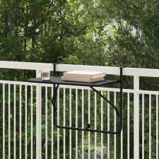 vidaXL Függő Erkélyasztal, Összecsukható, Fekete, 60x40 cm, Acél kerti bútor