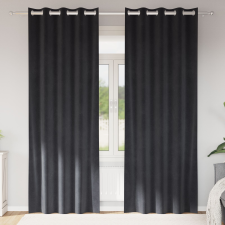 vidaXL Függönyök Sötét szürke Poliészter 140 x 260 cm Grommet Függönyök lakástextília