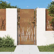 vidaXL fűmintás corten acél kerti kapu 105 x 180 cm kerti bútor
