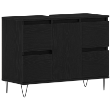 vidaXL Fürdőszoba Mosdókagyló Szekrény Fekete Tölgy 80x33x60 cm Műanyag (862894) fürdőszoba bútor
