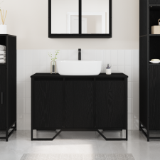 vidaXL Fürdőszobai mosdószekrény Fekete tölgy 91x35x60 cm Szerelt fa fürdőszoba bútor
