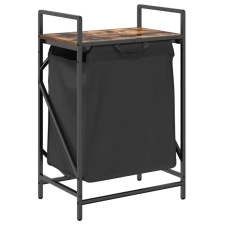 vidaXL füstölt tölgy mosodai kosár 1 rekeszes polccal (859072) bútor