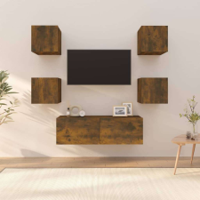 vidaXL füstölt tölgyszínű szerelt fa fali TV-szekrényszett bútor