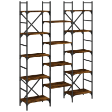 vidaXL füstölt tölgyszínű szerelt fa könyvespolc 127,5x28,5x172,5 cm (838870) bútor