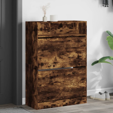 vidaXL füstös tölgy cipőszekrény 2 kihajtható fiókkal 80x34x116 cm bútor