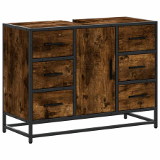 vidaXL füstös tölgy szerelt fa fürdőszobai mosdószekrény 80x33x60 cm (849281) fürdőszoba bútor