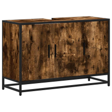 vidaXL füstös tölgy szerelt fa fürdőszobai mosdószekrény 90x33x60 cm (849271) fürdőszoba bútor