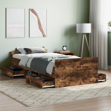 vidaXL füstös tölgy színű ágykeret fej- és lábtámlával 90 x 190 cm ágy és ágykellék