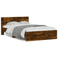 vidaXL füstös tölgy színű ágykeret fejtámlával 135 x 190 cm (3207508) ágy és ágykellék