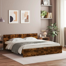 vidaXL füstös tölgy színű ágykeret fejtámlával 180 x 200 cm ágy és ágykellék