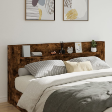 vidaXL füstös tölgy színű áthidalószekrény LED-ekkel 220x16,5x103,5 cm ágy és ágykellék
