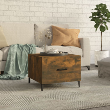 vidaXL füstös tölgy színű dohányzóasztal fém lábakkal 50 x 50 x 40 cm bútor