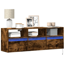 vidaXL füstös tölgy színű fali TV-szekrény LED-ekkel 130x31x45 cm bútor