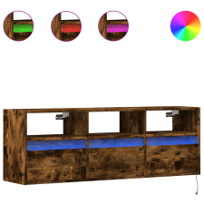 vidaXL füstös tölgy színű fali TV-szekrény LED-ekkel 130x31x45 cm (852345) bútor