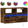vidaXL füstös tölgy színű fali TV-szekrény LED-ekkel 80x31x45 cm (852331)