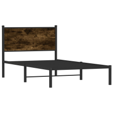 vidaXL füstös tölgy színű fém ágykeret fejtámlával 100 x 200 cm (4007662) ágy és ágykellék