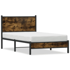 vidaXL füstös tölgy színű fém ágykeret fejtámlával 107 x 203 cm ágy és ágykellék