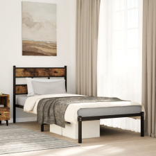 vidaXL füstös tölgy színű fém ágykeret matrac nélkül 107 x 203 cm ágy és ágykellék