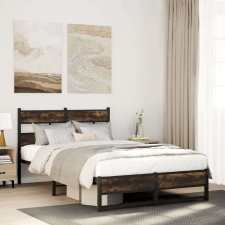 vidaXL füstös tölgy színű fém ágykeret matrac nélkül 120 x 190 cm ágy és ágykellék