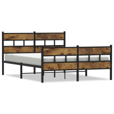 vidaXL füstös tölgy színű fém ágykeret matrac nélkül 140 x 200 cm (4017072) ágy és ágykellék