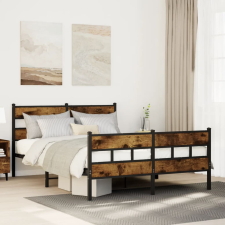 vidaXL füstös tölgy színű fém ágykeret matrac nélkül 150 x 200 cm ágy és ágykellék