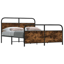 vidaXL füstös tölgy színű fém ágykeret matrac nélkül 150 x 200 cm ágy és ágykellék