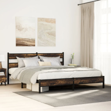 vidaXL füstös tölgy színű fém ágykeret matrac nélkül 180 x 200 cm ágy és ágykellék