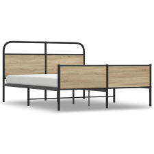 vidaXL füstös tölgy színű fém ágykeret matrac nélkül 180 x 200 cm (3318674) ágy és ágykellék